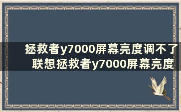 拯救者y7000屏幕亮度调不了 联想拯救者y7000屏幕亮度调不了怎么回事